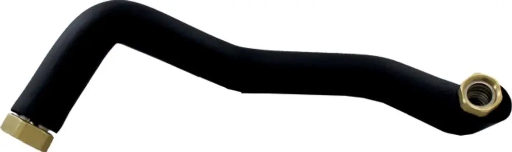 Isoliertes Wellrohr mit gebogenem Verlauf und zwei Messinganschlüssen, geeignet für Heizsysteme. Produkt von Wolf.